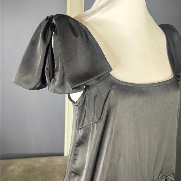 Women’s Black Scoop Bow Mini Dress Size XS 0-2 NEW - Image 2