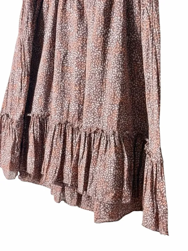 Aerie Boho Smocked Brown Ditsy Floral Tie-Strap Mini Dress M - Image 5