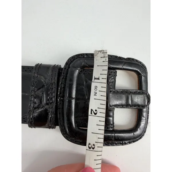 Banana Republic Belt Womens Medium Black Croc Leather Vintage Italian Y2K - Image 11