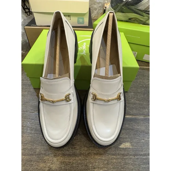 Sam Edelman Womens Tully White Shiny Box Size 8.5‎ Lug Sole Equestrian - Image 2