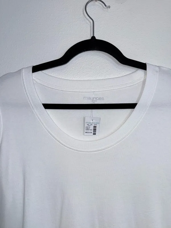 Maurices 24/7 Jordan Ribbed Scoop Neck Tee Solid White NWT - Image 3