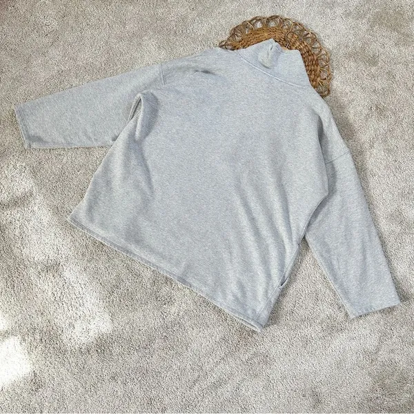 J.Crew University Terry Long Half-Zip Tunic Sweatshirt Heather Grey Cozy Chic - Image 9