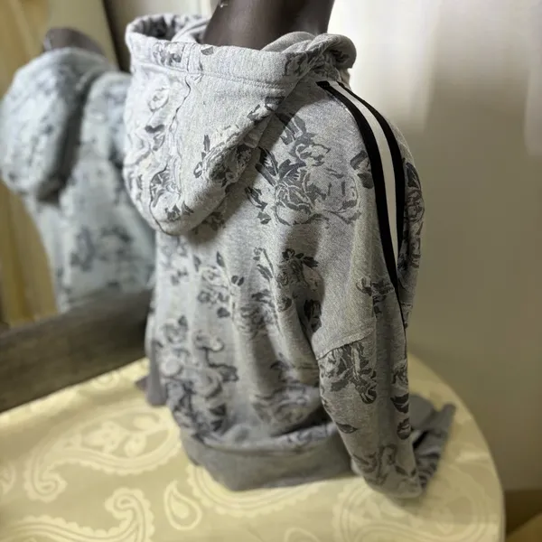 Calvin Klein Gray Floral Hoodie Sweater - Image 9