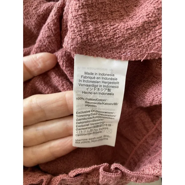 Madewell Smocked Gauze Top‎ Womens Size S Pink Crop Long Sleeve Cotton - Image 5