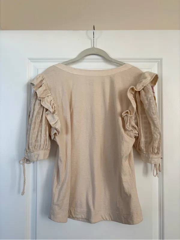 Anthropologie Embroidered Puff-Sleeve Top Size XL - Image 9