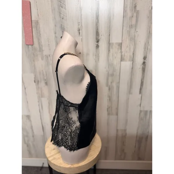 Victoria’s Secret Black Lace Cami Tank Top Chain Strap Open Back Size M - Image 6