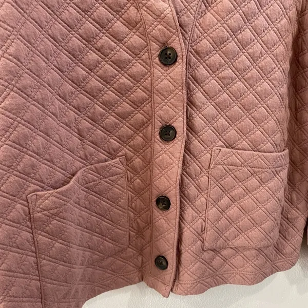 Madewell |‎ (Re) Sourced Quilted Crop Cardigan Sweatshirt In Pink Size XS - Image 7