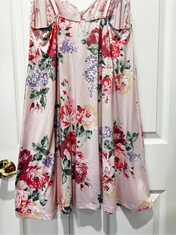 Flora Nikrooz Chemise Slip Nightgown Pajama Dress Size XL Pink Floral Lace - Image 8