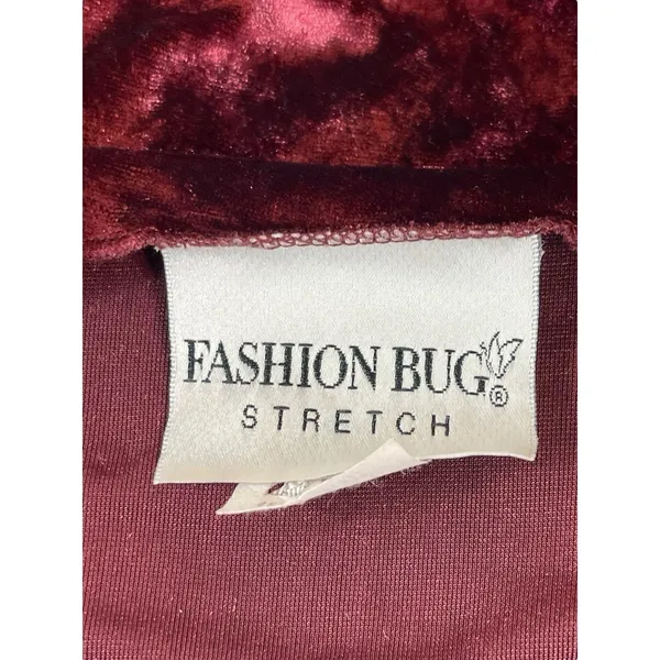 VTG Y2K 90s Fashion Bug Crushed Velvet Gothic 2-Piece Set Skirt Set M Burgundy - Image 15