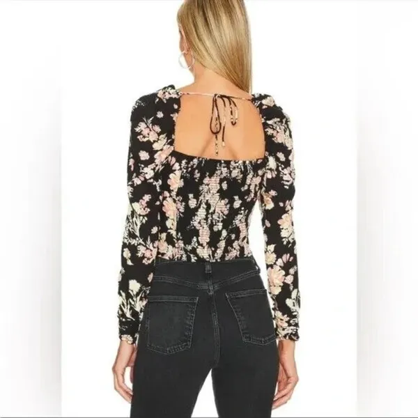 NEW Free People Hilary Printed Top Black Combo Women's Size Medium‎ NWT - Image 3