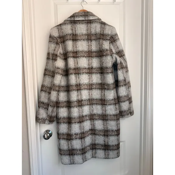 Nasty‎ Gal Collection Brushed Wool Look Plaid Checked Overcoat Trench US 2 NYC - Image 5