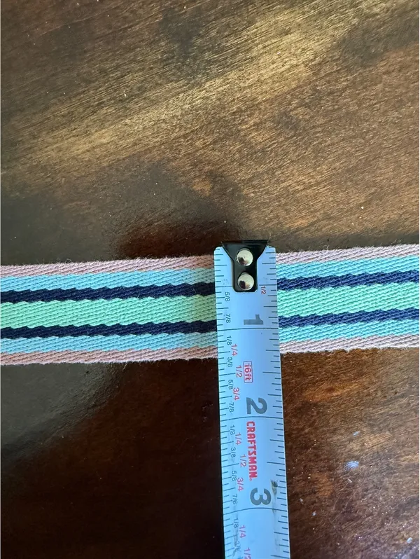 Striped Fabric Belt with Metal Buckle and Eyelets - Image 6