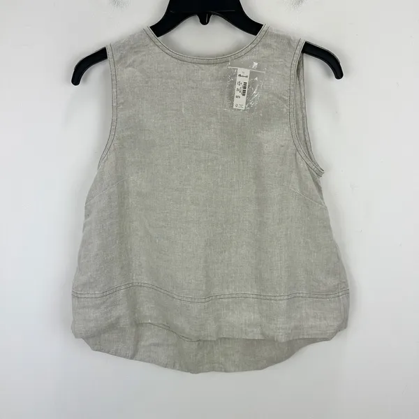 Madewell Linen Pleated Shell Top Sleeveless Minimalist Oat Beige XS NWT - Image 7