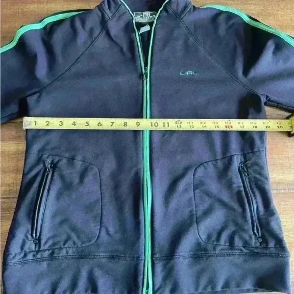 Lauren Ralph Lauren Active Full Zip Jacket Black with Green Trim Size Large - Image 6