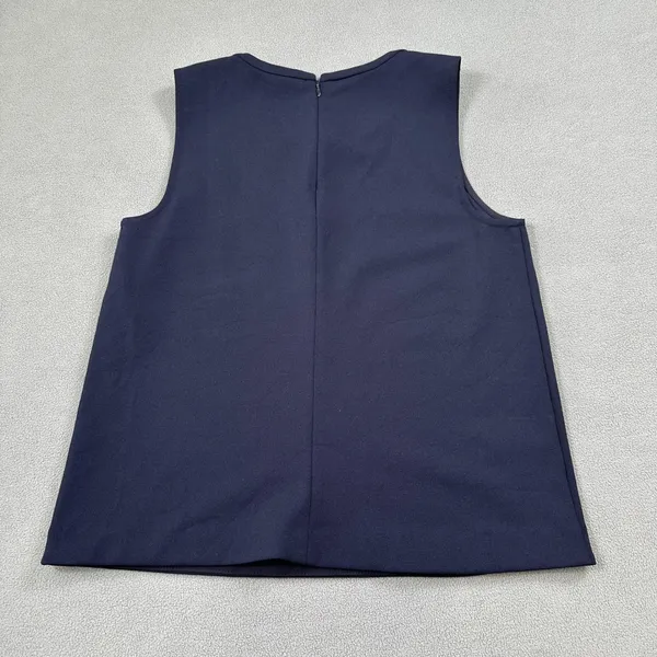 Ann Taylor Navy Blue Sleeveless Shell Top XS Keyhole Back Stretch Blouse - Image 2