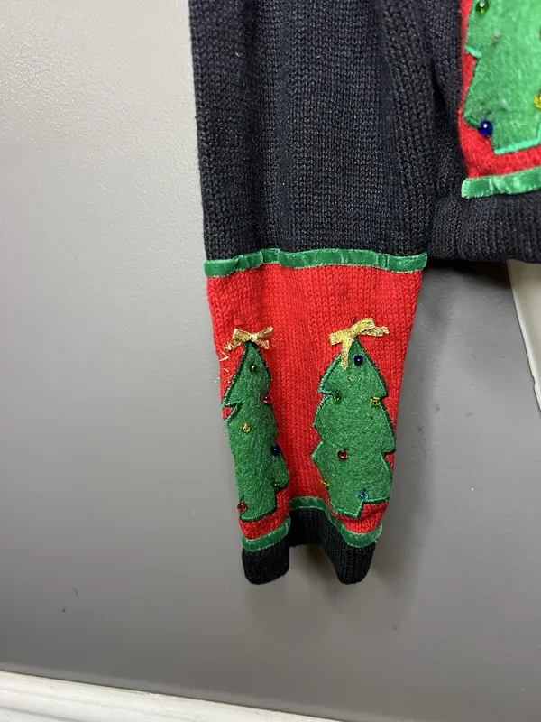 Paul Harris Design Cardigan Sweater Womens Small Multicolor Ugly Christmas Tree - Image 5