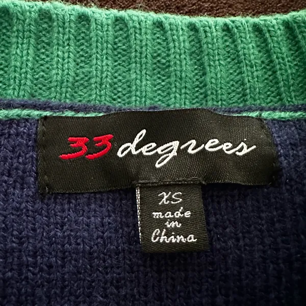 32 Degrees Heat Sz: XS Alpine Down Hill Ski Winter Trees Snow Holiday Pompom Sweater. - Image 6