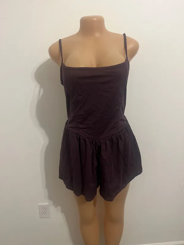 12/25/25 Women's Square Neck Sleeveless Romper Adjustable Spaghetti Straps Double Lined S - Image 4