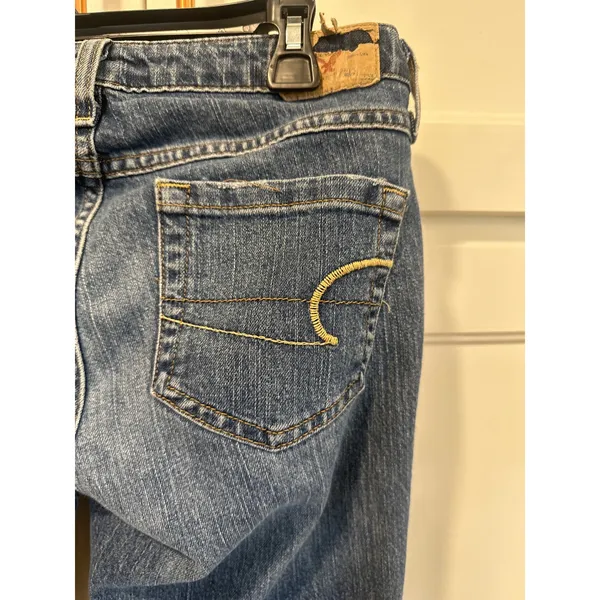 American Eagle Outfitters Womens skinny Flare Leg Jeans Medium Wash 4 Long denim - Image 7
