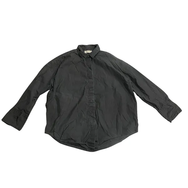 Everlane Everyday Black Button up Collar Shirt SZ Large Relaxed Fit Casual Chic - Image 2