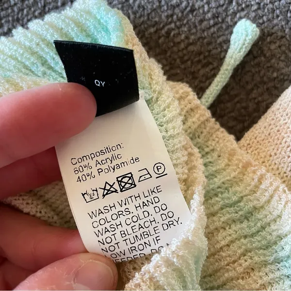 SHEIN Pastel Rainbow Y2K Aesthetic Cropped Open Knit Festival Sweater Size Small - Image 6
