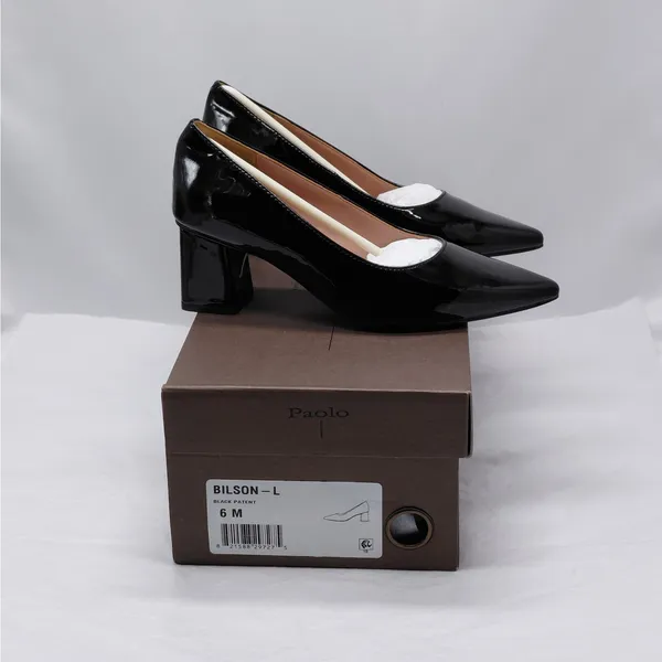 Linea Paolo Womens Pumps Size 6 Black Patent Office Chic Career Cocktail Shoes - Image 2