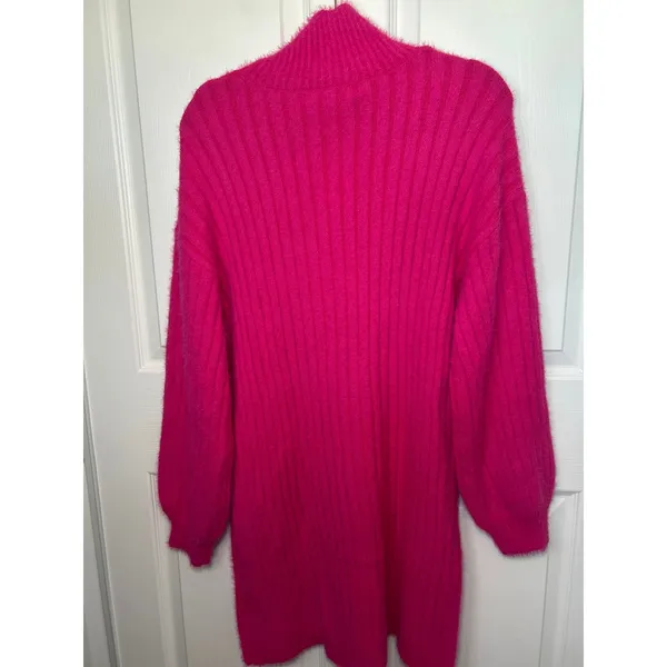 NWT Anthropologie Flat White Pink Fuzzy Turtleneck Long Sleeve Sweater Dress‎ XL - Image 3