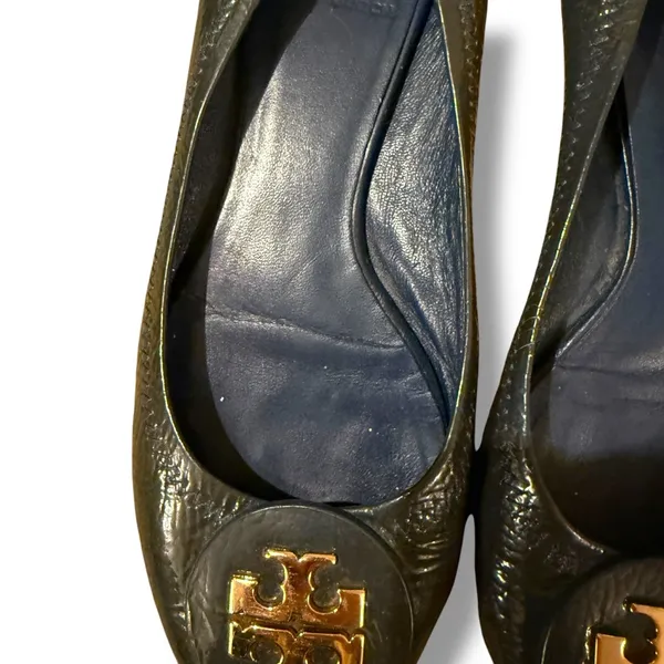Tory Burch Minnie‎ Scrunch Navy Blue Leather Ballet Flats Sz 7 Estimated - Image 4