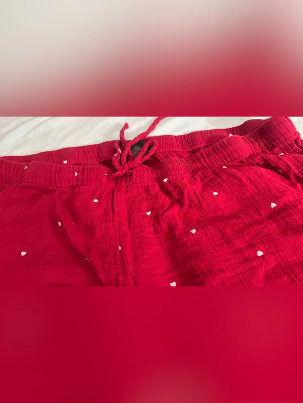 H&M Red Track Pants with White Heart Dots XXL - Image 11