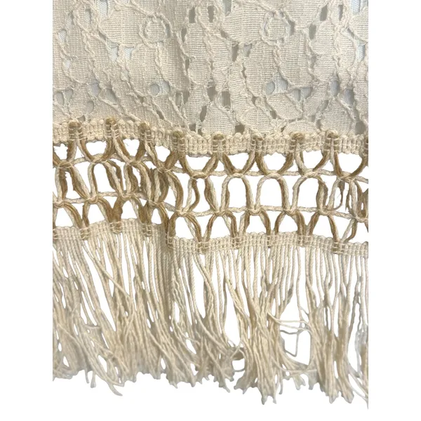 BUDDYLOVE Cream Floral Lace Kaftan Dress Fringe Hem Boho Kimono Sleeve EUC Small - Image 6