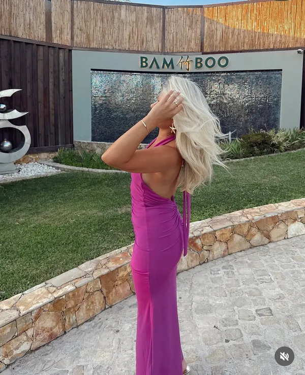 Zara Pink Halter fitted bodycon maxi Dress evening party holiday wedding - Image 2
