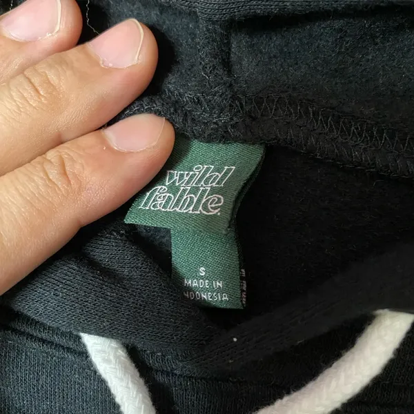 Wild fable Black Cripped Hoodie with White Drawcord - Image 2