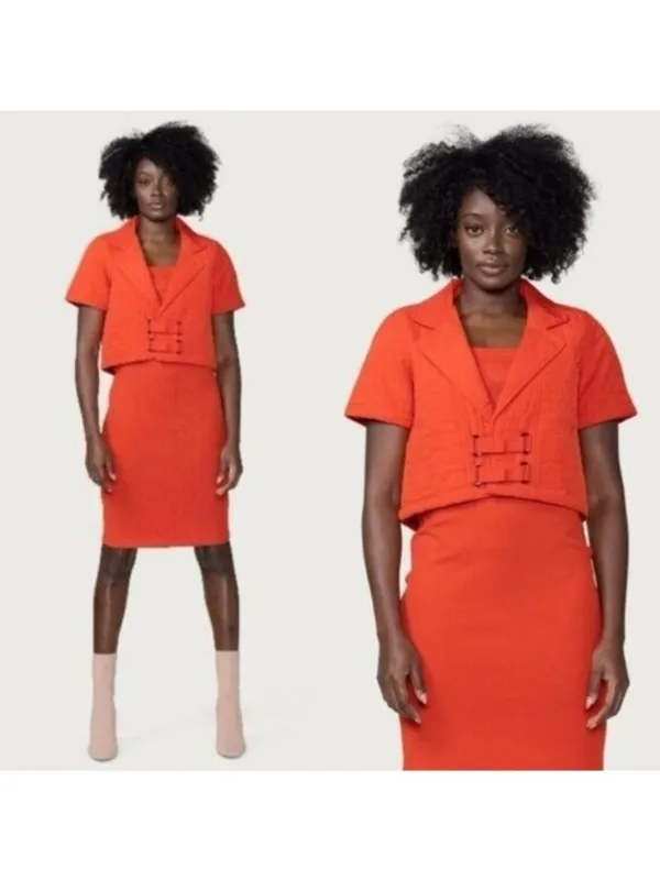 NWT [SET] Honor The Gift Service Mini Dress S Red Ribbed Oversized Monogram - Image 2