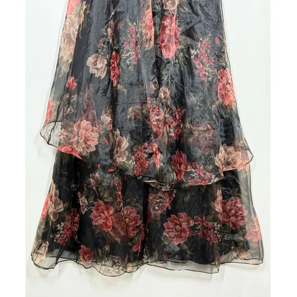 Lulus Truly Extraordinary Dress Women's Small Black Floral Organza Strapless NWT - Image 11