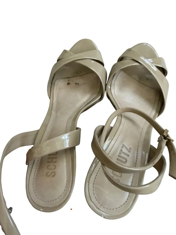 SCHUTZ Hilda Tan Patent Leather Sandals Heels Size 6.5 - Image 3