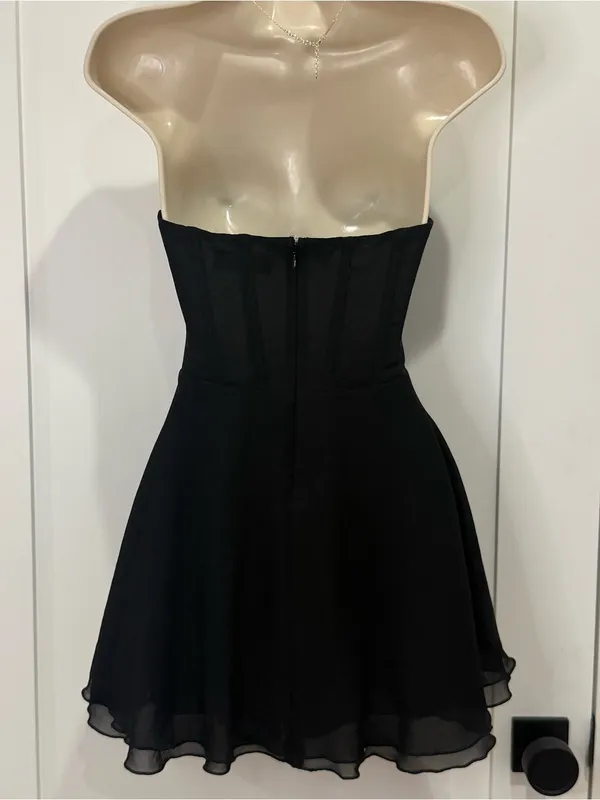 White Fox Boutique Push The Feeling Mini Dress XS Black Strapless Party Sexy - Image 7