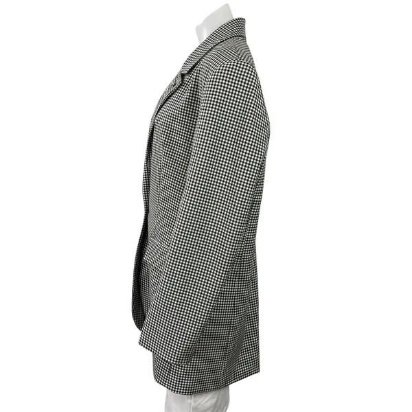 Zara Black White Gingham Plaid Checkered Long Sleeves Blazer Coat Jacket Size M - Image 2