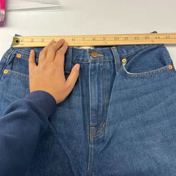 Madewell Baggy Straight Jeans Womens 28 Blue Denim Cotton Stretch High‎ Rise - Image 8