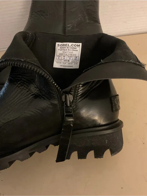 Sorel women Black Leather Chelsea Heeled waterproof Boots US 6 - Image 8