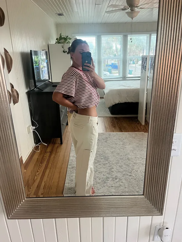 ZARA Low rise tan cargo pant - Image 2