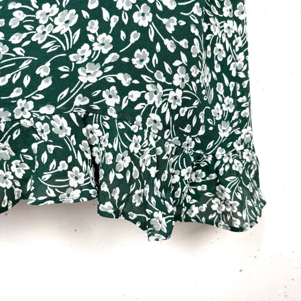 Reformation Esther Green Floral Mini Dress Ruffle Scoop Neck Adjustable Straps 0 - Image 9