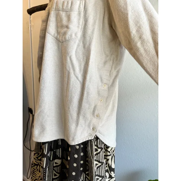 Madewell Cream Cotton Button Side Oversized Shirt Size Medium - Image 3