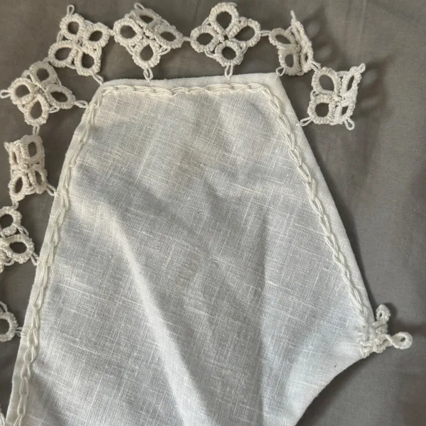 Vtg Handmade White Lace Collar Removable Crochet Trim‎ Cottagecore O/S Bib Neck - Image 5