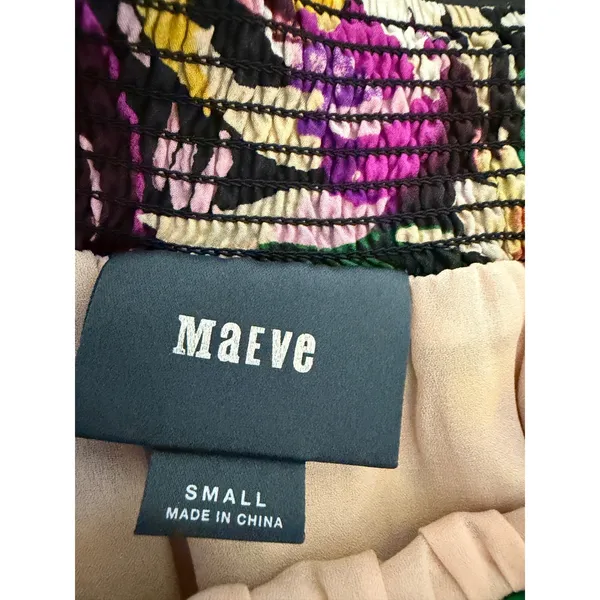 Maeve‎ Mini Skirt Multicolor S Womens Floral Silk Smocked Waist Casual - Image 9