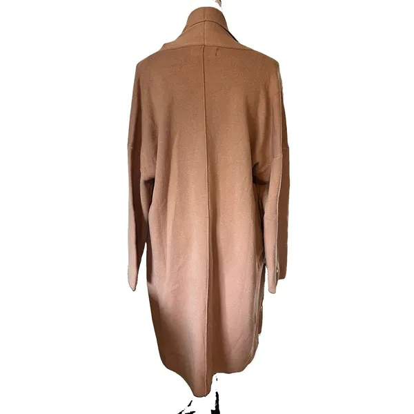 By Design Camel Long Open Front Coatigan Cardigan Pockets L M16512M Minimalist - Image 3