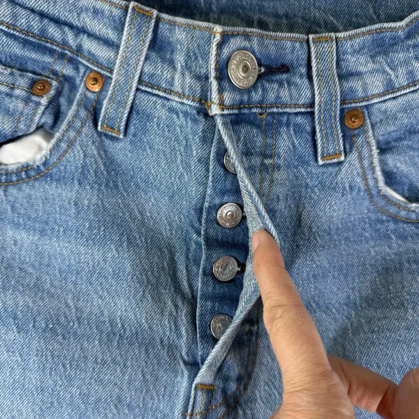 Levis 501 Original Fit Jeans Light Wash Distress High Rise Straight Leg Denim 25 - Image 7
