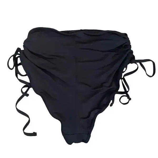 Black Brazilian High Waist Swimming Suit Bottoms Rutched SZ XS - Image 4