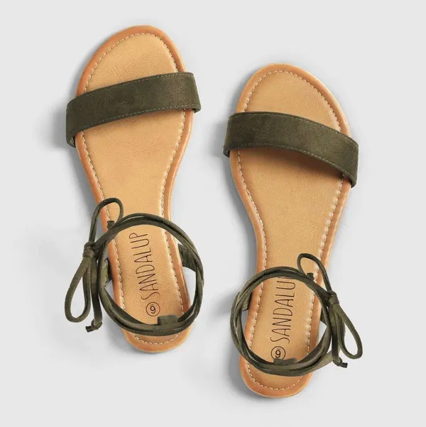 Lace Up Green Sandals Size 7 - Image 3