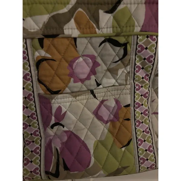 Vera Bradley Mocha‎ Rouge Floral Quilted Cotton Zip Top Tote Bag Shoulder Purse - Image 2