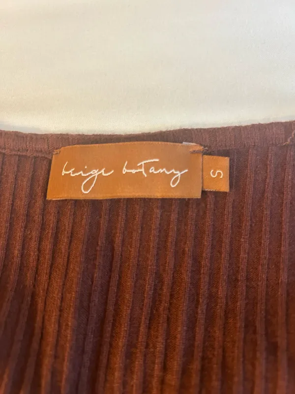 Brown Knit Long Sleeve Crop Top - Image 3
